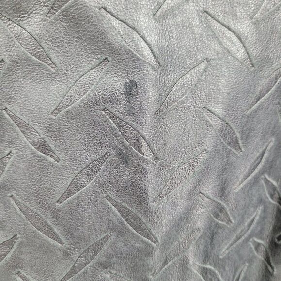 Vtg 80's Leather Trench Coat Rare Rocker Punk Tire Track Embossed Black Sz S - Picture 15 of 16